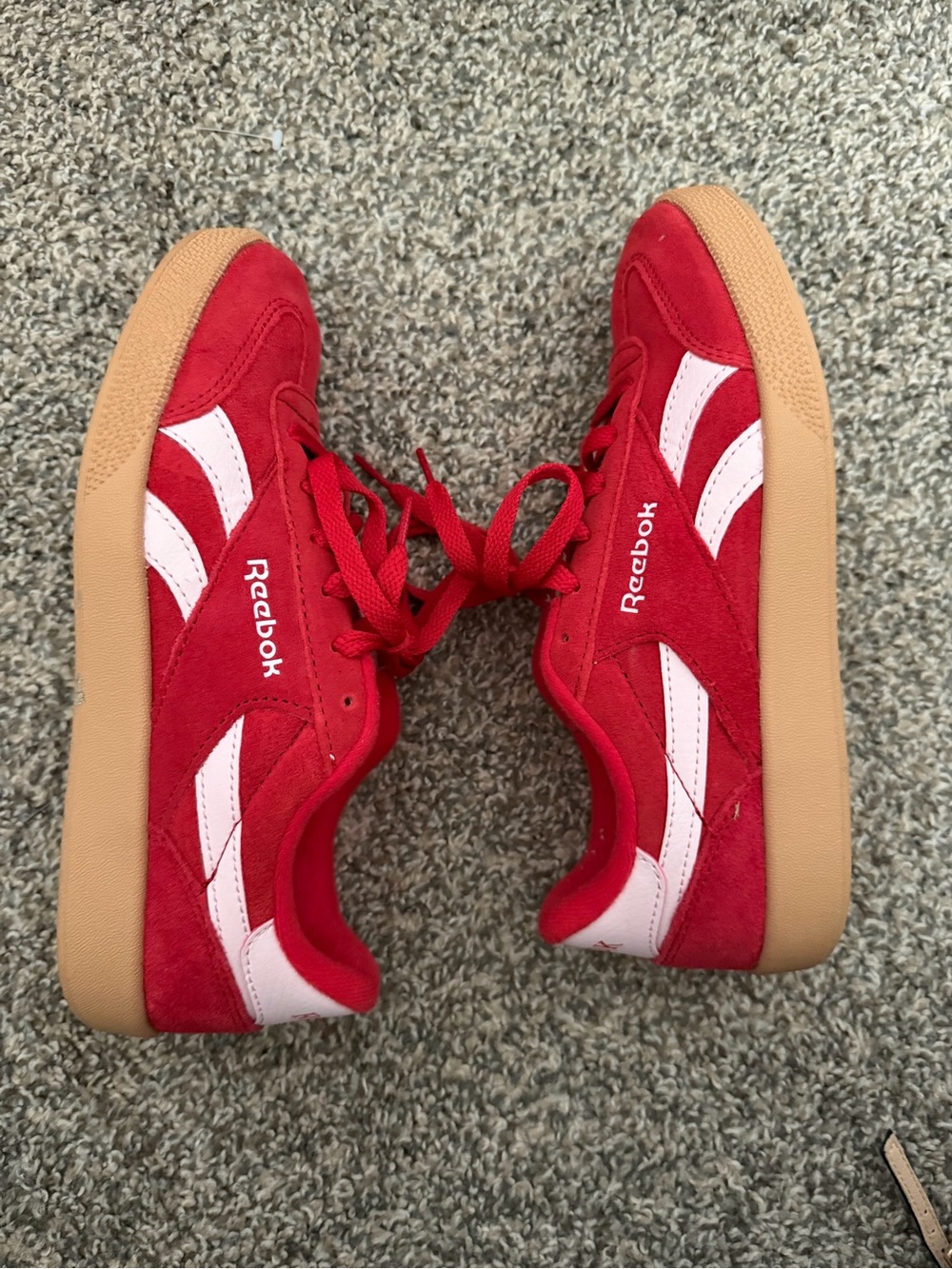 Reebok Smash Edge Leather Sneaker RED/PINK/GUM size: 7